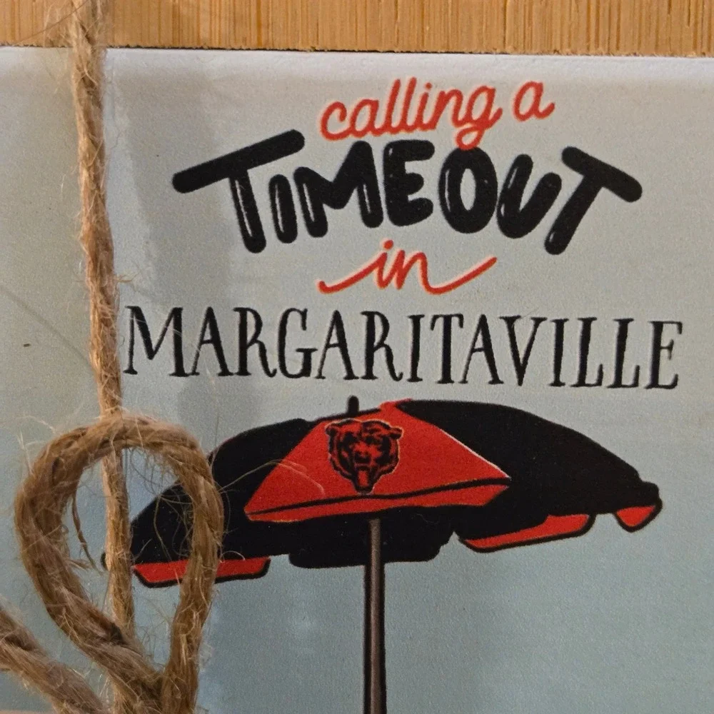 Chicago Bears Margaritaville Coasters 4 Pack Bamboo Ceramic NFL Memory Company
